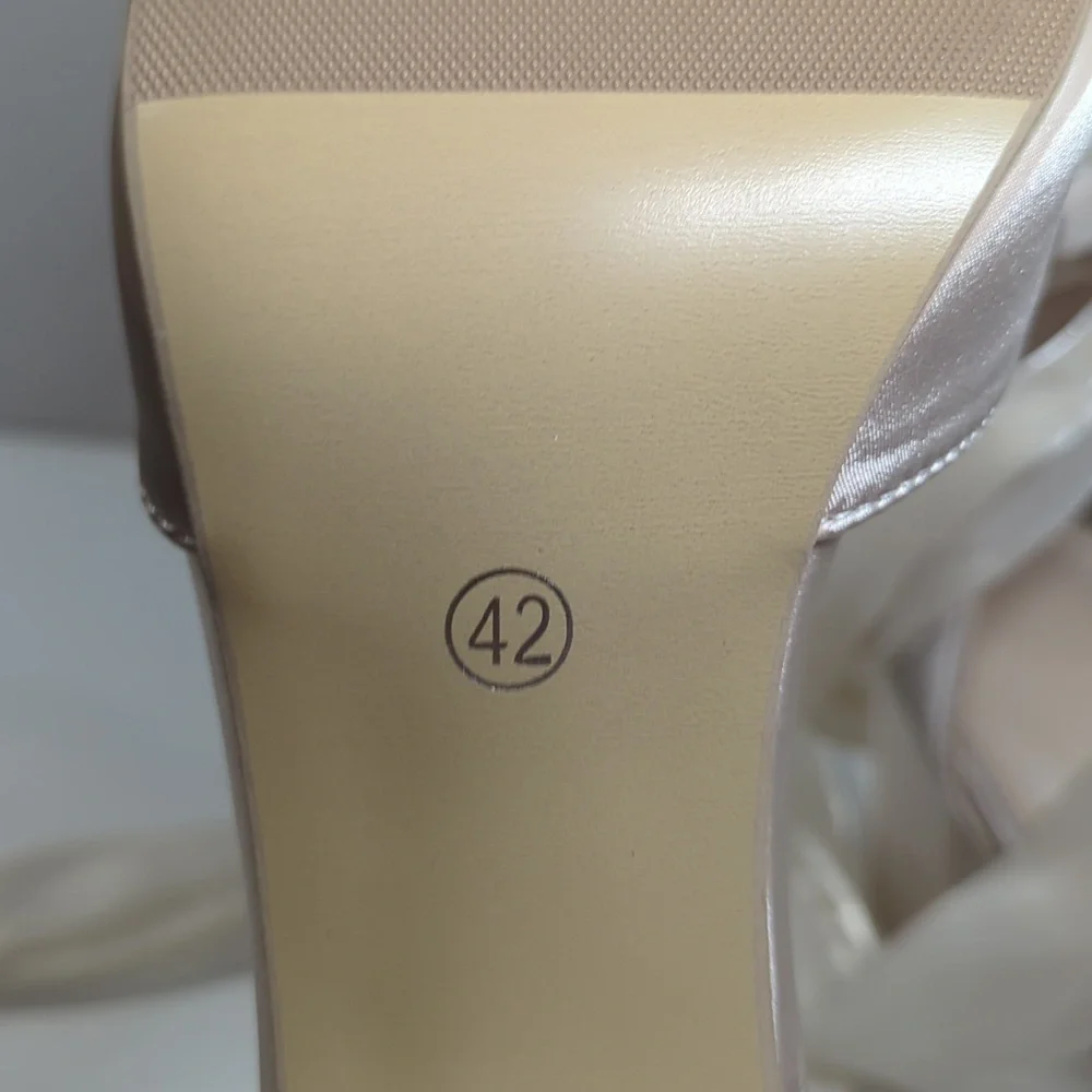 Satin Pointed Toe Block Heel Ankle Tie Pumps Size EU 42 US Size 11